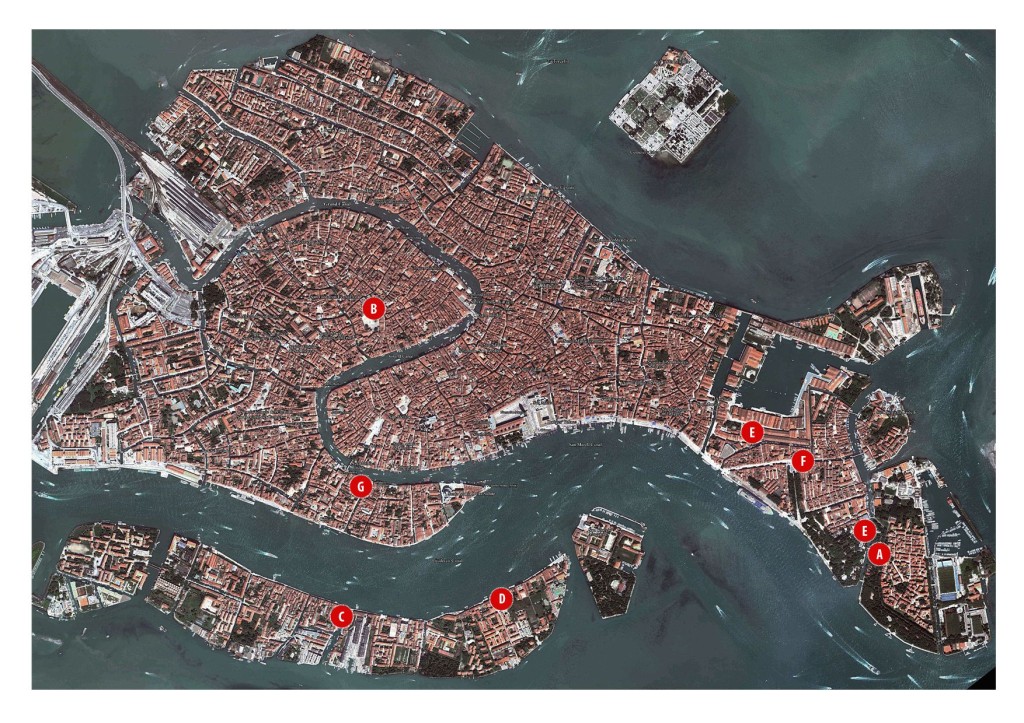 Map of Venice. Galleries and venues with Polish art are marked with red dots, photo Lynx 