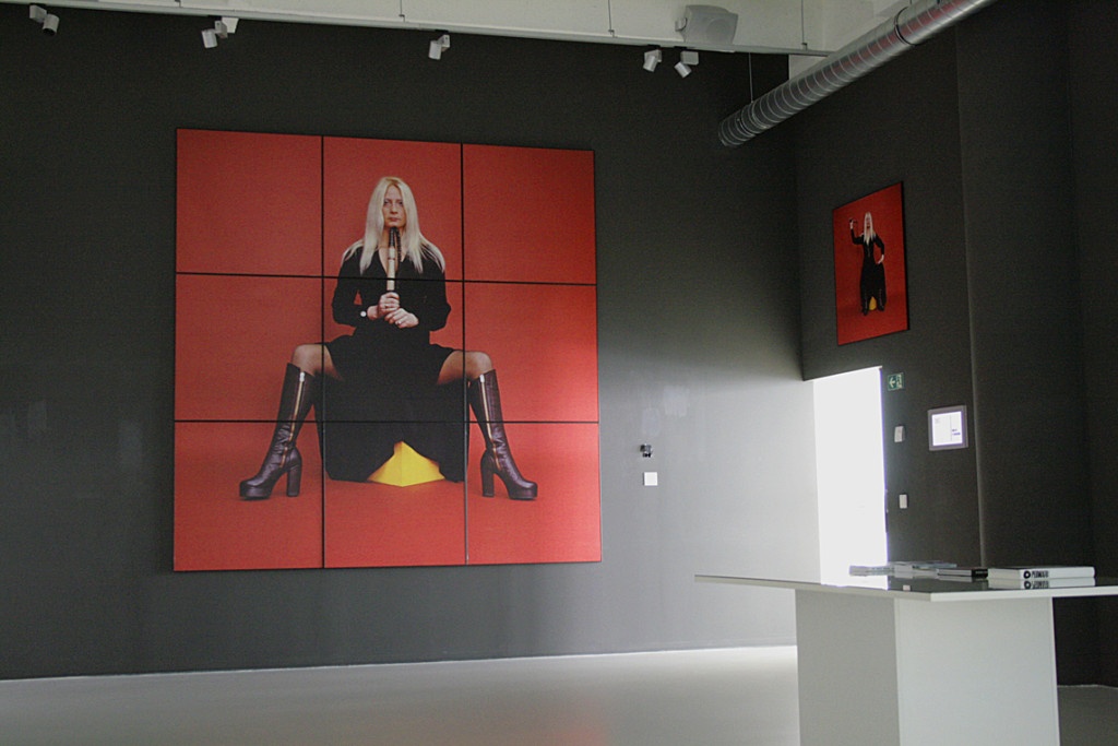 Natalia LL, Velvet Terror, 1970, photograph, 300 x 300 cm, deposit of the Wrocław Contemporary Museum, exhibition view: "Natalia LL. Jestem! (I am) at The Regional Gallery of Fine Arts in Zlín, Zlin 2014, photo Contemporary Lynx