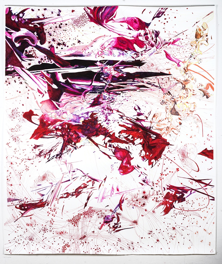 Maess, Metastasis III, 190 x 150 cm,marker on paper, 2015