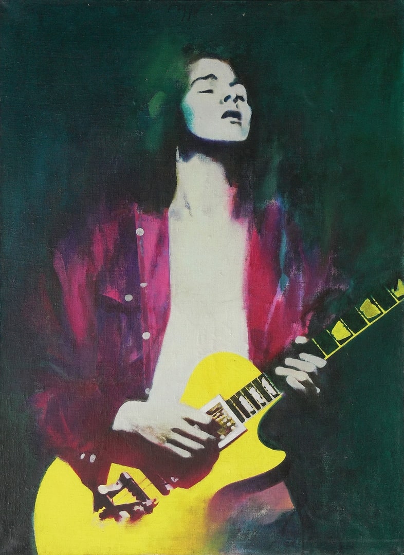 Cornel Brudascu, Guitarist 1970, Oil on canvas, 1300 x 960 mm, Museum of Visual Arts Galati, Romania, Photo: Szabolcs Feleky © Cornel Brudascu 