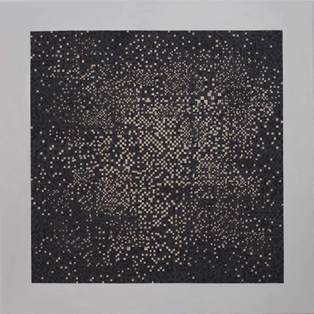 Mateusz Szczypiński, Black Square, 2014, collage, oil on canvas, photo courtesy the artist and lokal_30