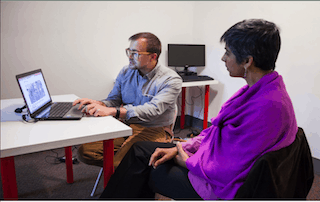 RU artist Jakub Szczesny (Poland) with Radhika Subramaniam, Director and Chief Curator of the Sheila C. Johnson Design Center at The New School doing a studio visit at RU