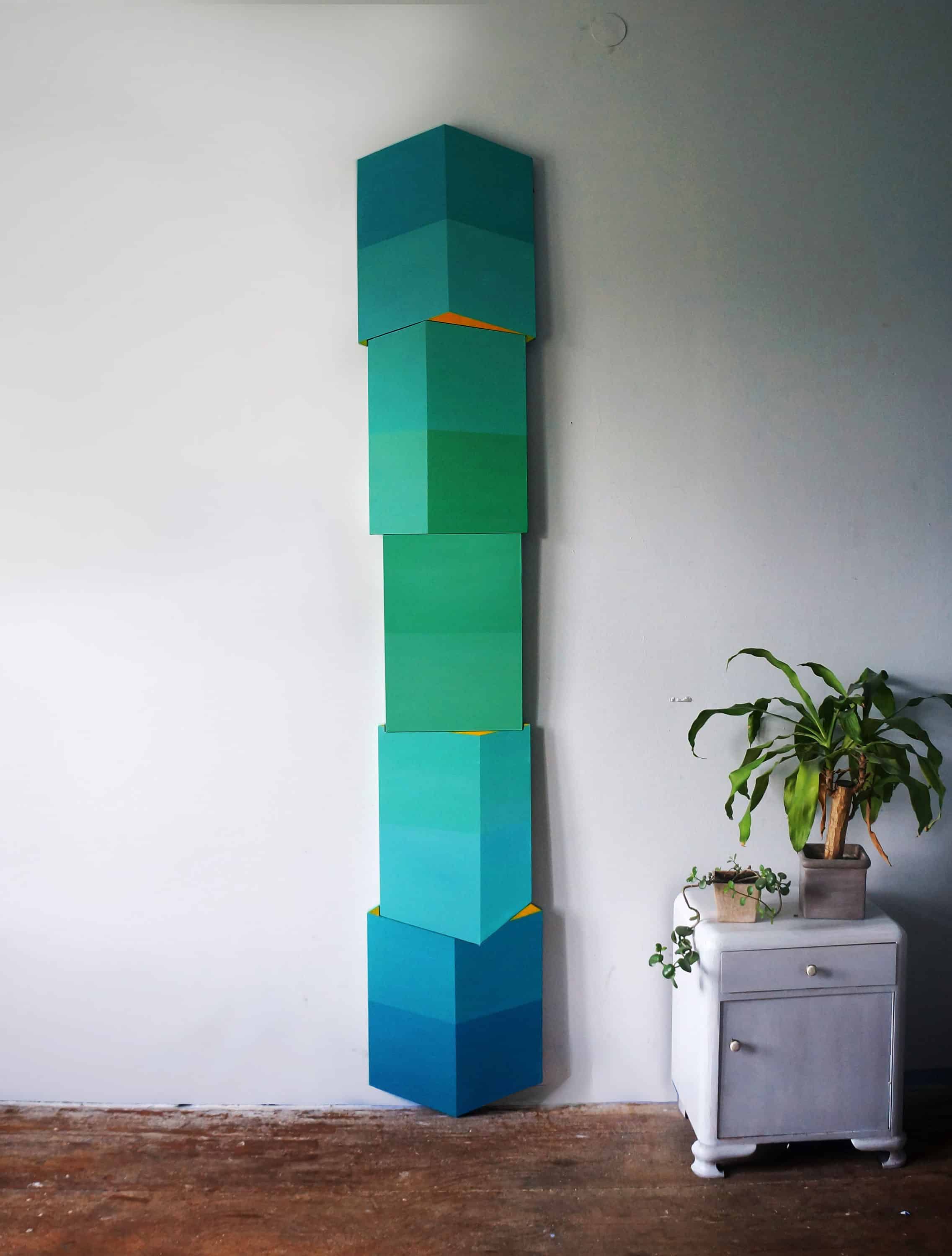 Karolina Balcer, Skyscraper, 5 stretchers, acrylic on canvas. H: 250cm, 2017