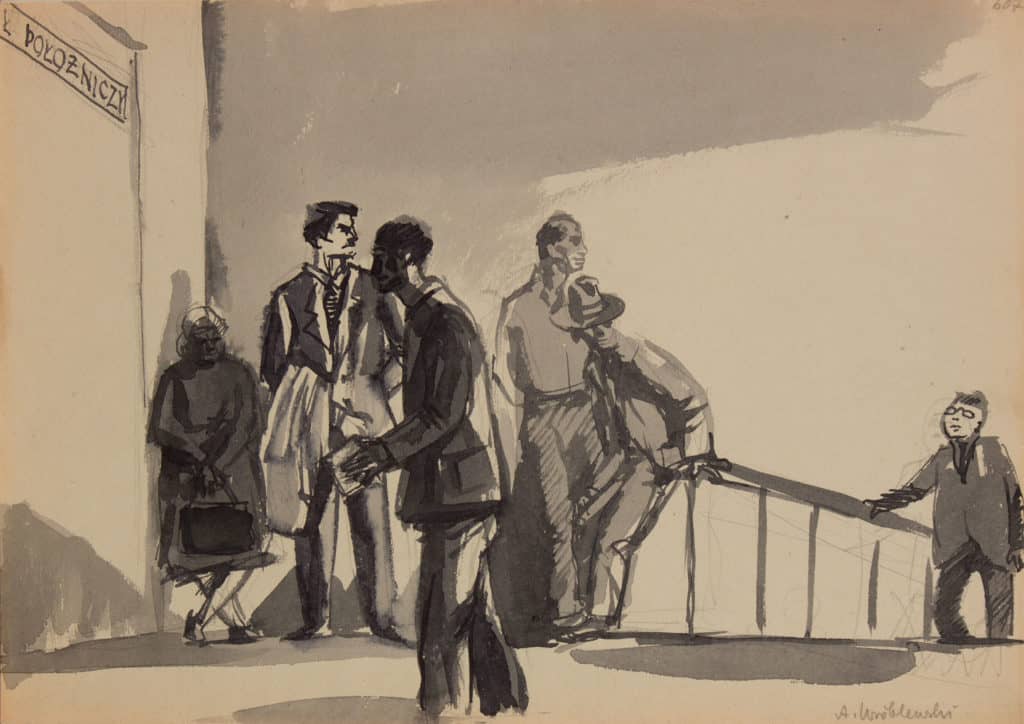 [Group Scene no.238] Undated Watercolour and gouache on paper 15 x 21 cm Private collection © Andrzej Wróblewski Foundation