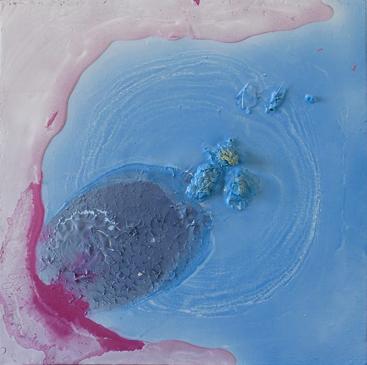 Iza Chamczy, Possibility of island, Alkyd paint, spray on canvas, 60x60cm. 2017