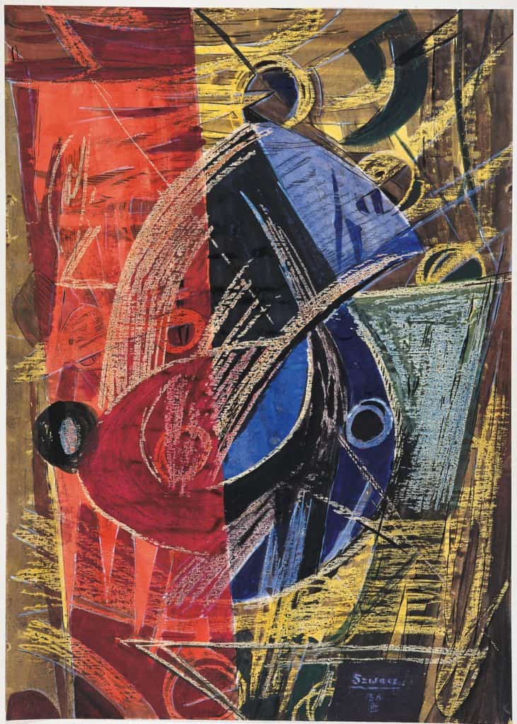 Bogusław Szwacz, Composition, 1956, ink, watercolour, tempera, pastel, paper, photograph by Zygmunt Gajewski.