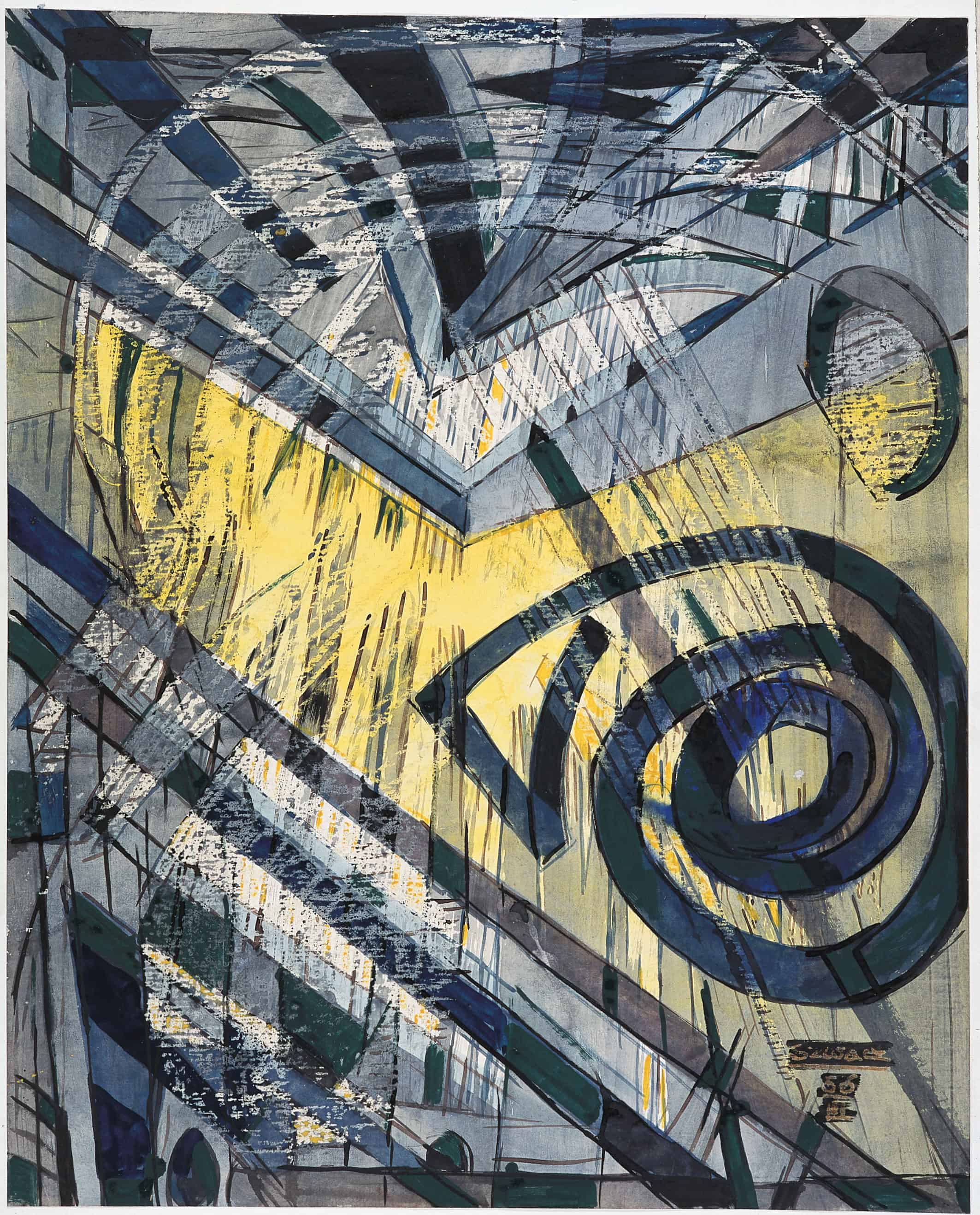 Bogusław Szwacz, Composition, 1956, ink, watercolour, tempera, pastel, paper, photograph by Zygmunt Gajewski.