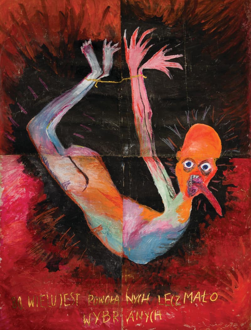 Paweł Kowalewski, „ For many are called, but few are chosen”, 1985, tempera on paper, 237 x 182.