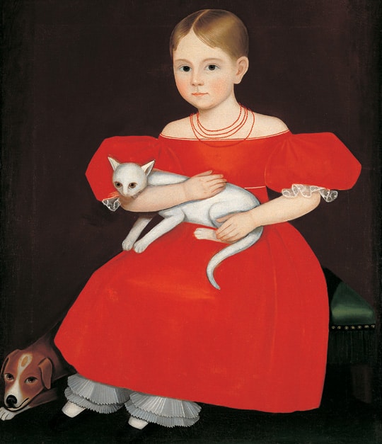 Ammi Phillips, Girl in Red Dress with Cat and Dog, c. 1835The American Folk Art Museum, New York
