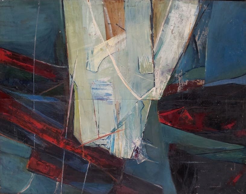 Andrzej Meissner, Composition, 1956, oil/plate, 102 x 130 cm, signed on the back