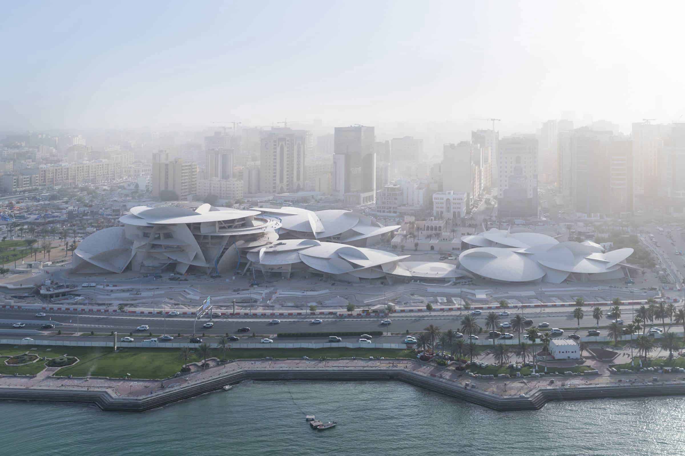 Aerial view of the National Museum of Qatar designed by French architect, Jean Nouvel, Photo Iwan Baan