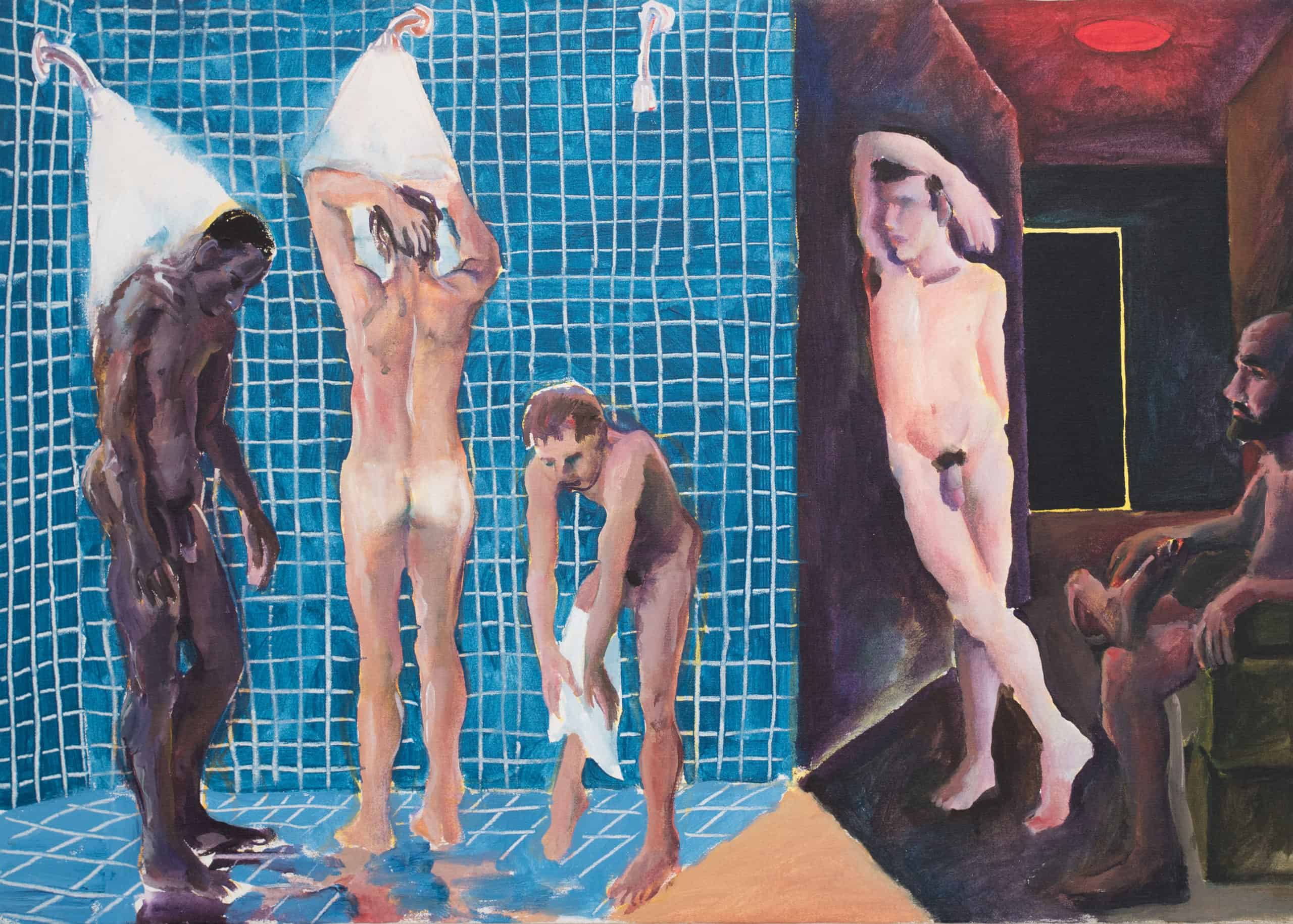 Patrick Angus, A Shower at the Baths, 1984, Acryl auf Leinwand, 51 X 71 cm, Sammlung Andreas Pucher, Stuttgart © Douglas Blair Turnbaugh