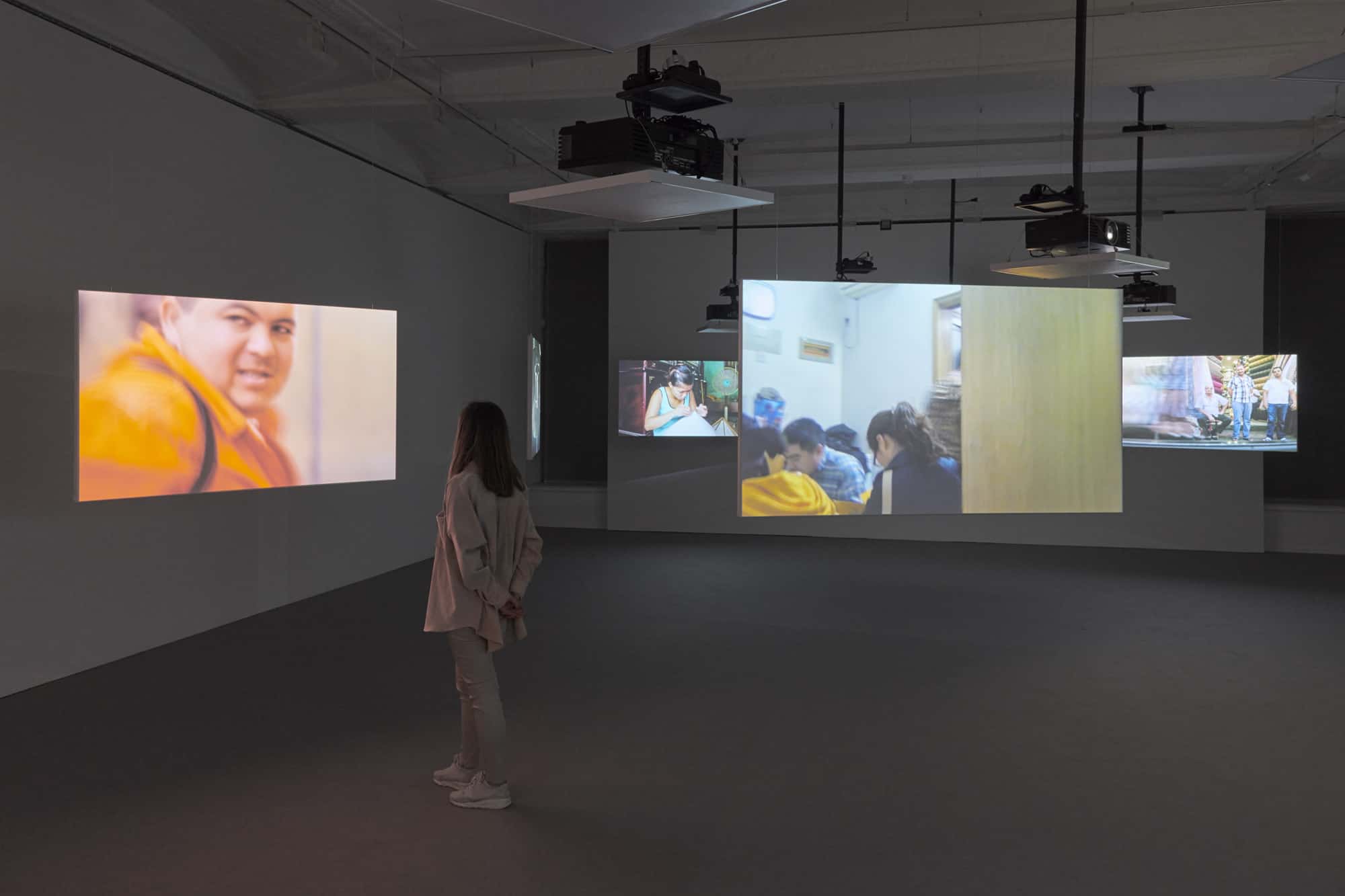 Harun Farocki installation, Life Captured Still, Galerie Thaddaeus Ropac, London