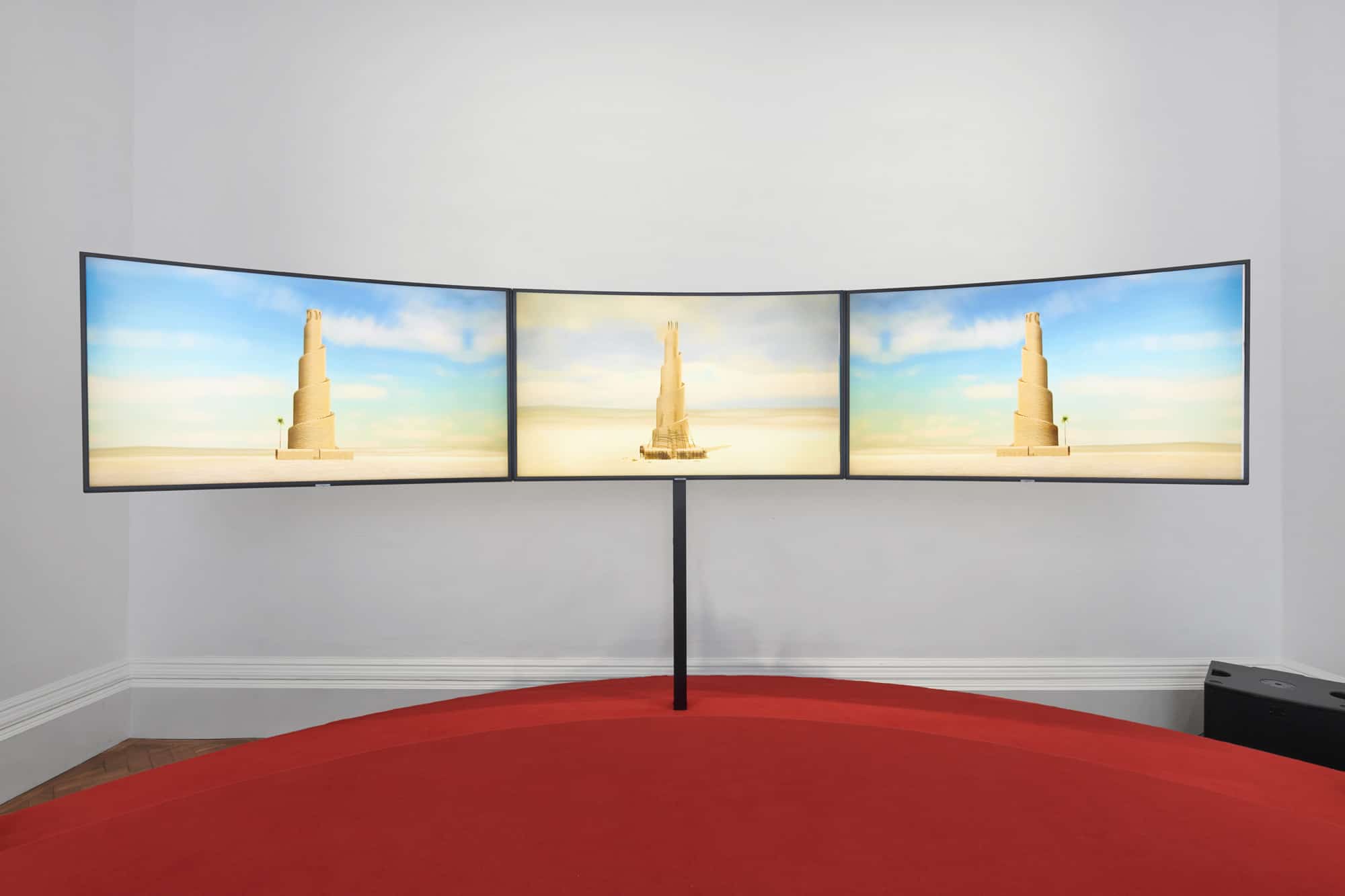 Hito Steyerl installation, Life Captured Still, Galerie Thaddaeus Ropac, London