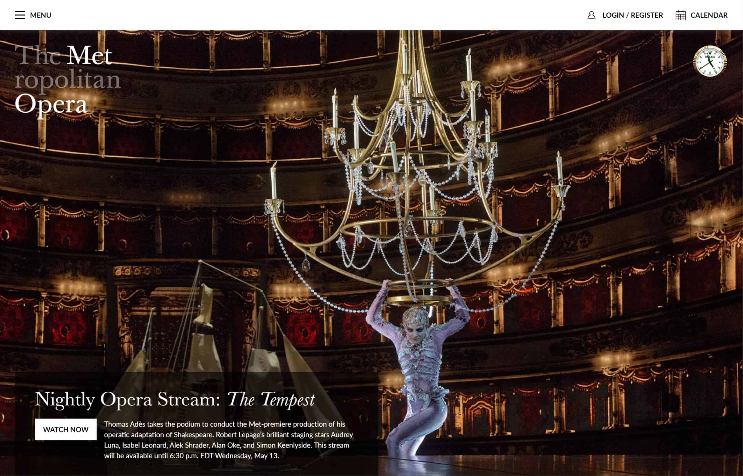 Screenshot of the website The Metropolitan Opera