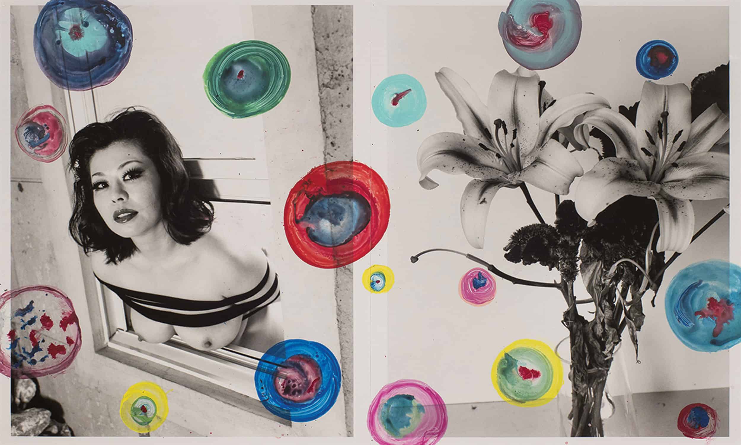 Nobuyoshi Araki, Untitled, 2007, cm 61x101 (diptych), hand painted vintage gelatin silver print, unique piece, Courtesy Collezione Ettore Molinario, ©Nobuyoshi Araki