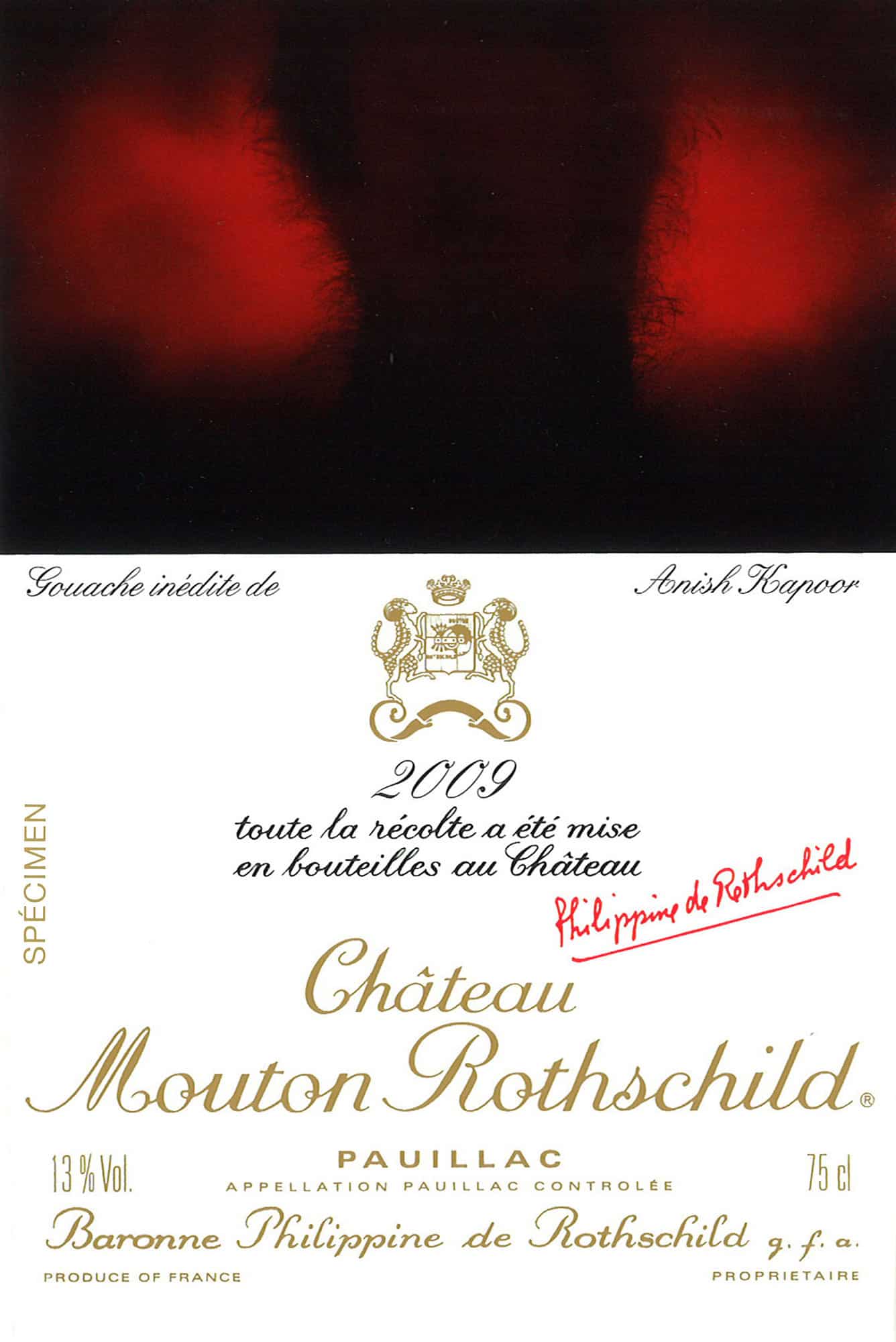 Etiquette designed by Anish Kapoor, Château Mouton Rothschild