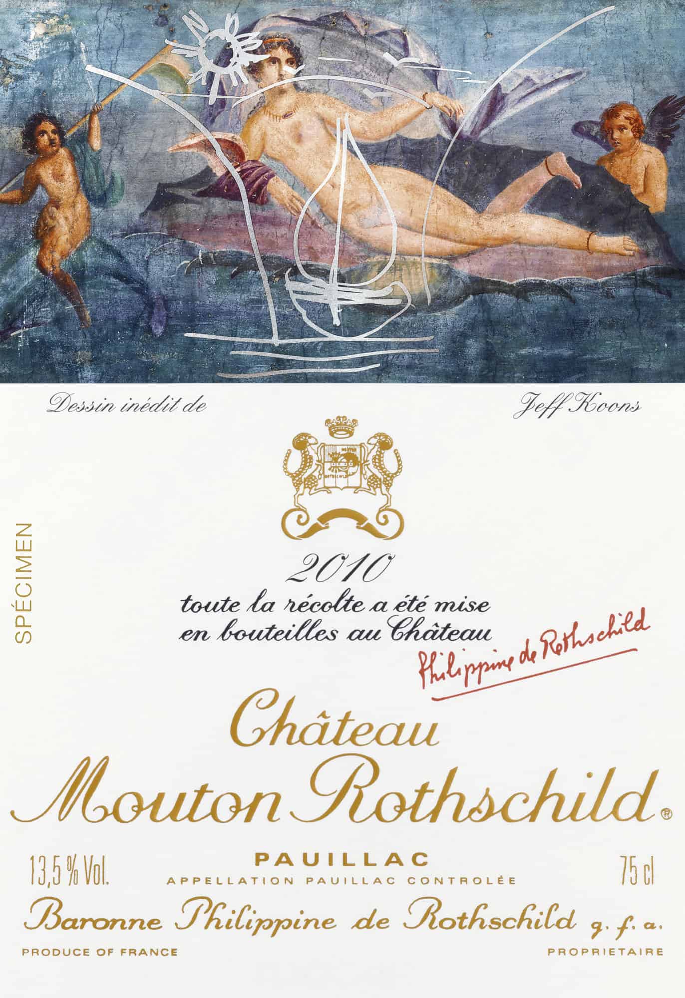 Etiquette designed by Jeff Koons, Château Mouton Rothschild