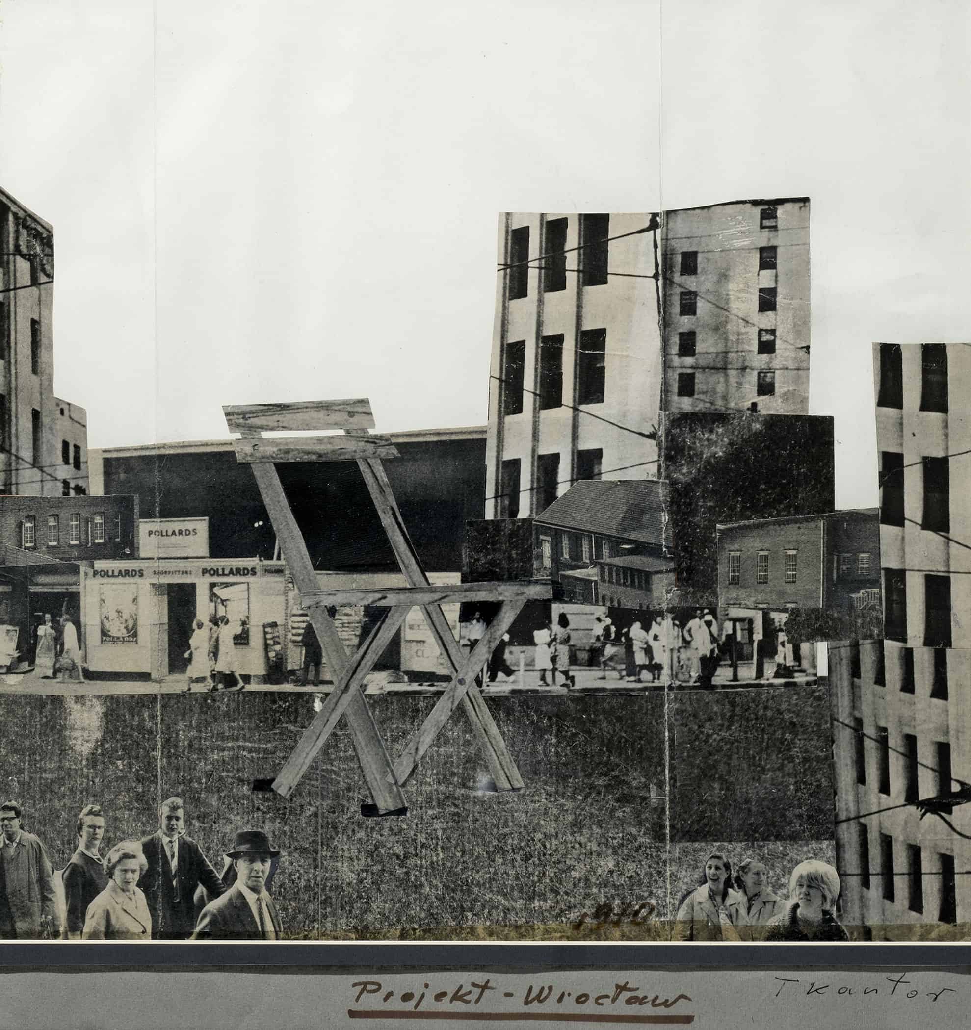 Tadeusz Kantor, Location of the Chair, 1970, collage, paper, 48 x 51 cm. Photograph by Mirosław Łanowiecki. Collection of the Museum of Architecture in Wrocław