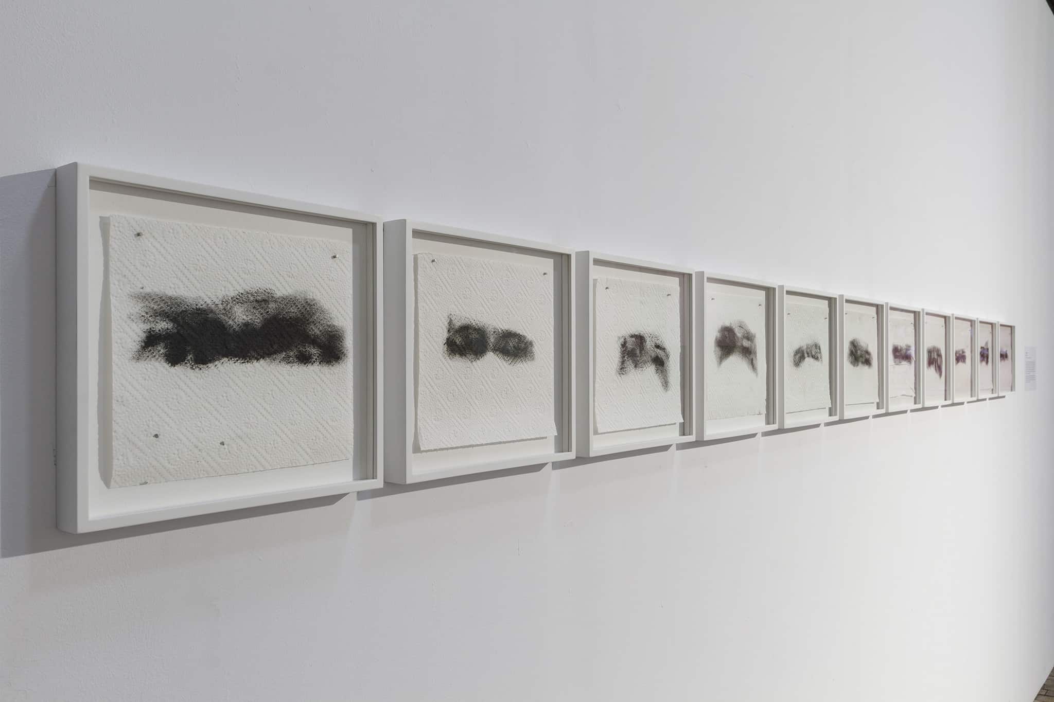 Rafał Bujnowski, Masks, 2020, 11 drawings, oil on paper, each 23 cm x 26 cm, photo Maciej Zaniewski