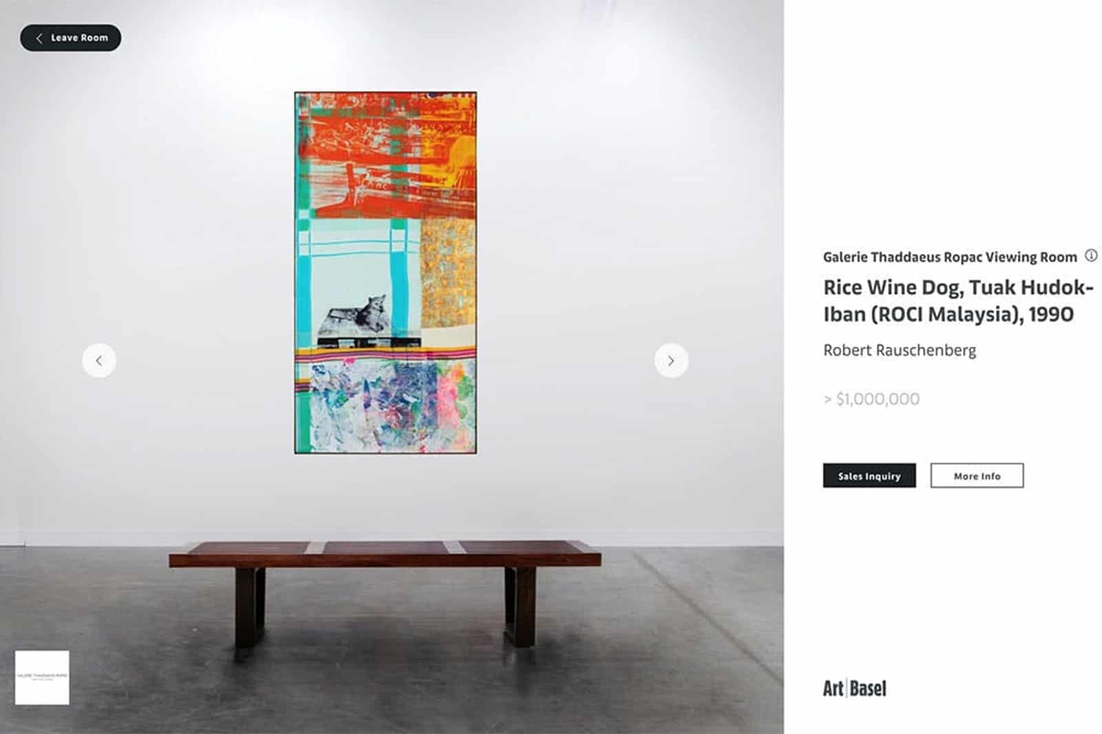 Screenshot of Galerie Thaddaeus Ropac’s online viewing room at Art Basel Hong, March 2020. Courtesy Art Basel Hong Kong