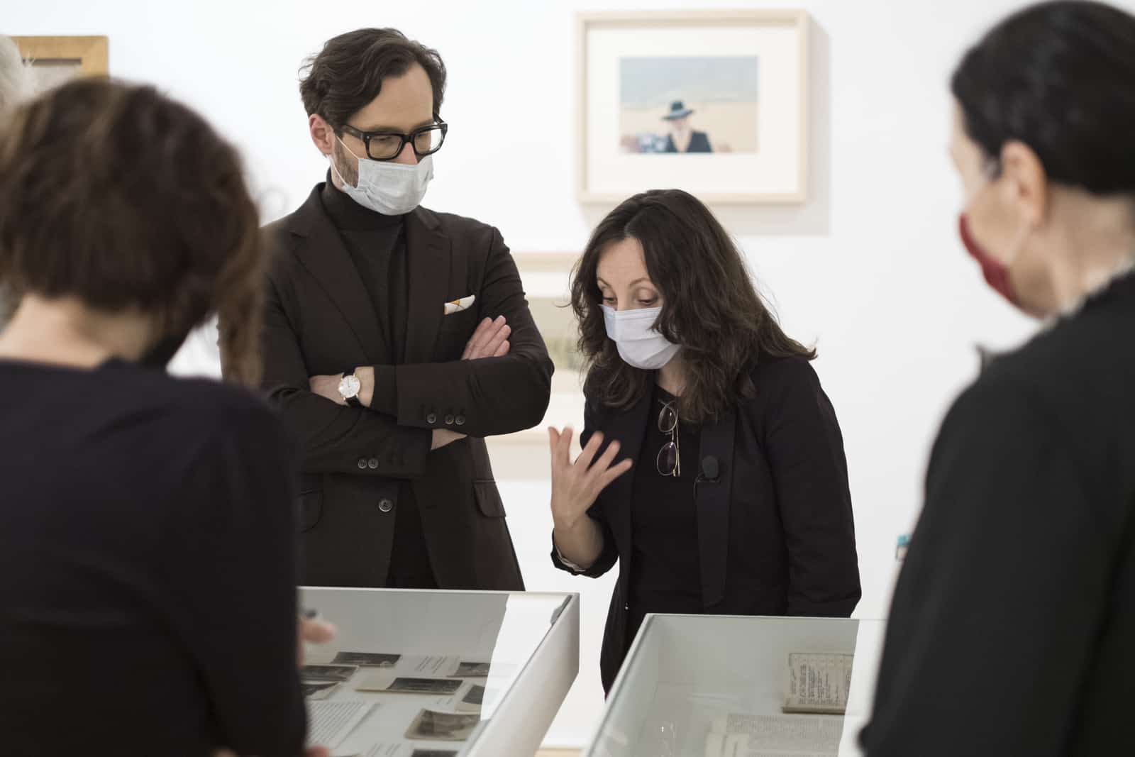 From the left: Wojciech Grzybała & Magdalena Ziółkowska, curators, exhibition view: ‘Andrzej Wróblewski. Waiting Room,’ Moderna galerija, Ljubljana, 2020, photo: courtesy Andrzej Wróblewski Foundation