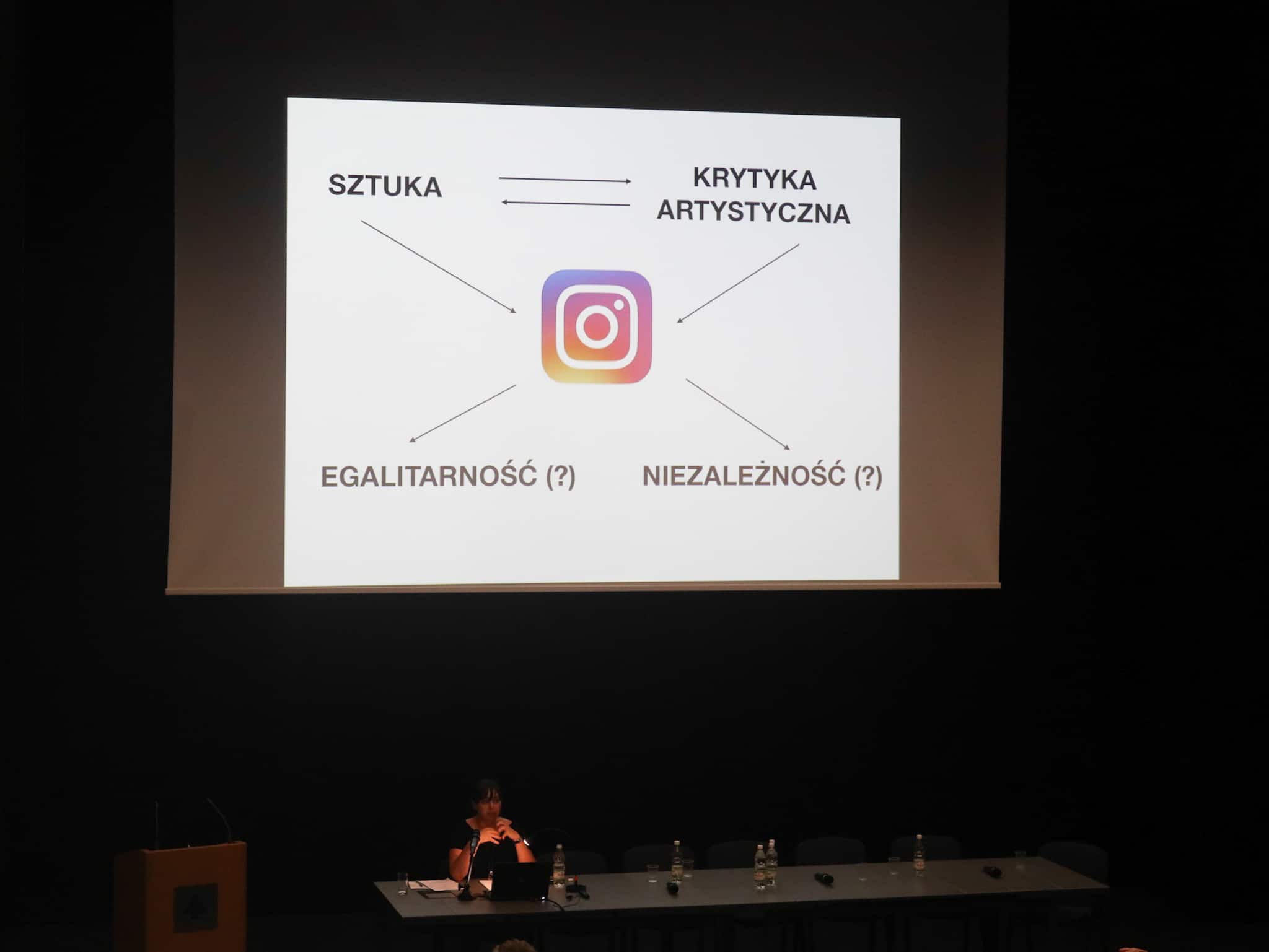 Paulina Olszewska’s Presentation (Instagrammable. Instagram in the context of the current art critique) at the ‘Art Criticism Today: Language, Economy, Politics’ conference organised by AICA Poland, Warsaw 2019, Photo by Bartłomiej Gutowski