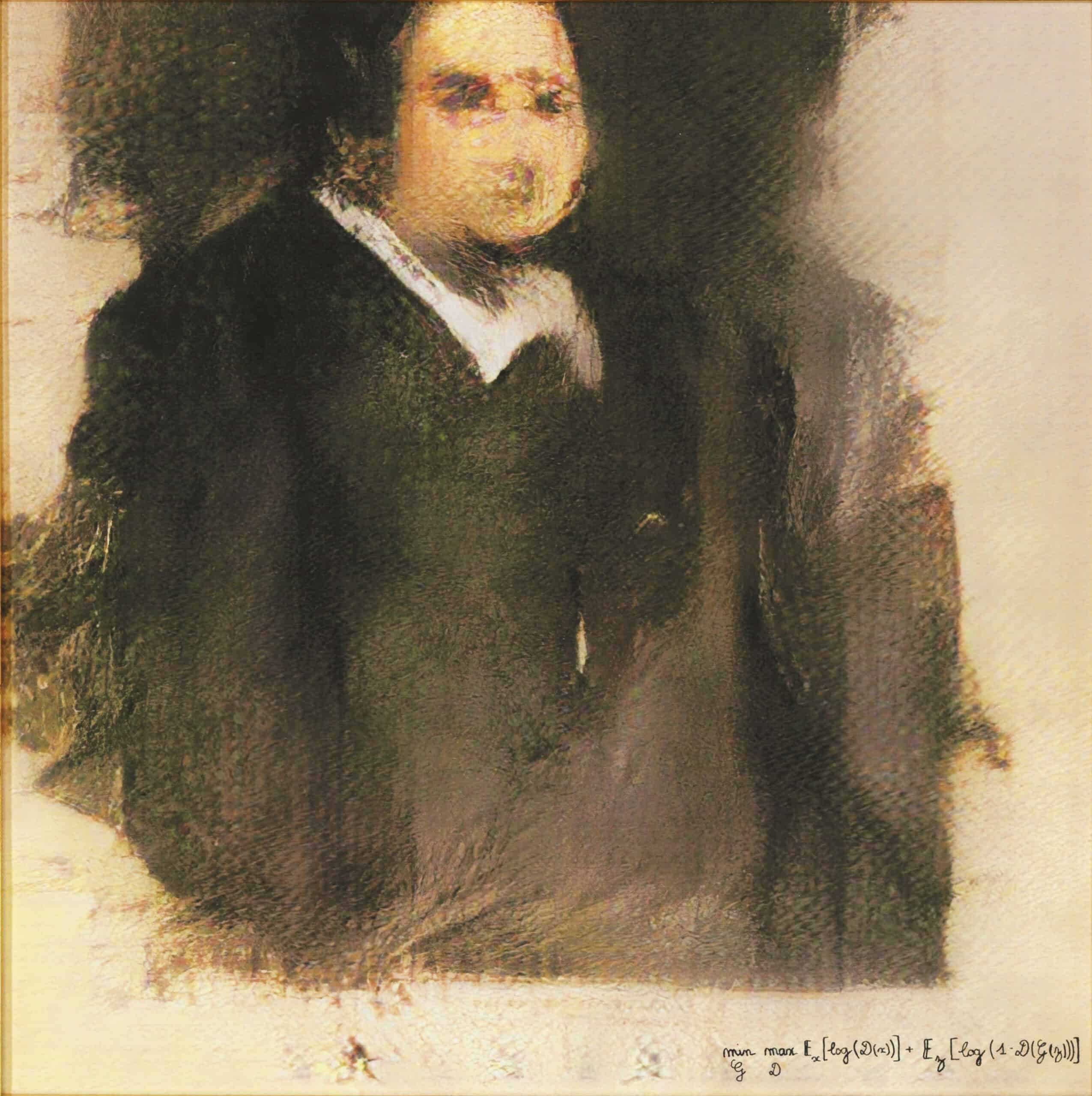 Portrait of Edmond de Belamy, GANs Algorithm, Inkjet printed on Canvas, 70x70 cm