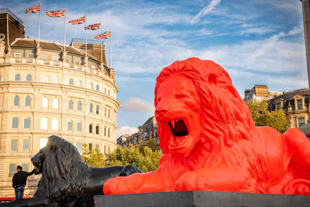 the four monumental lions in Trafalgar Square (2)