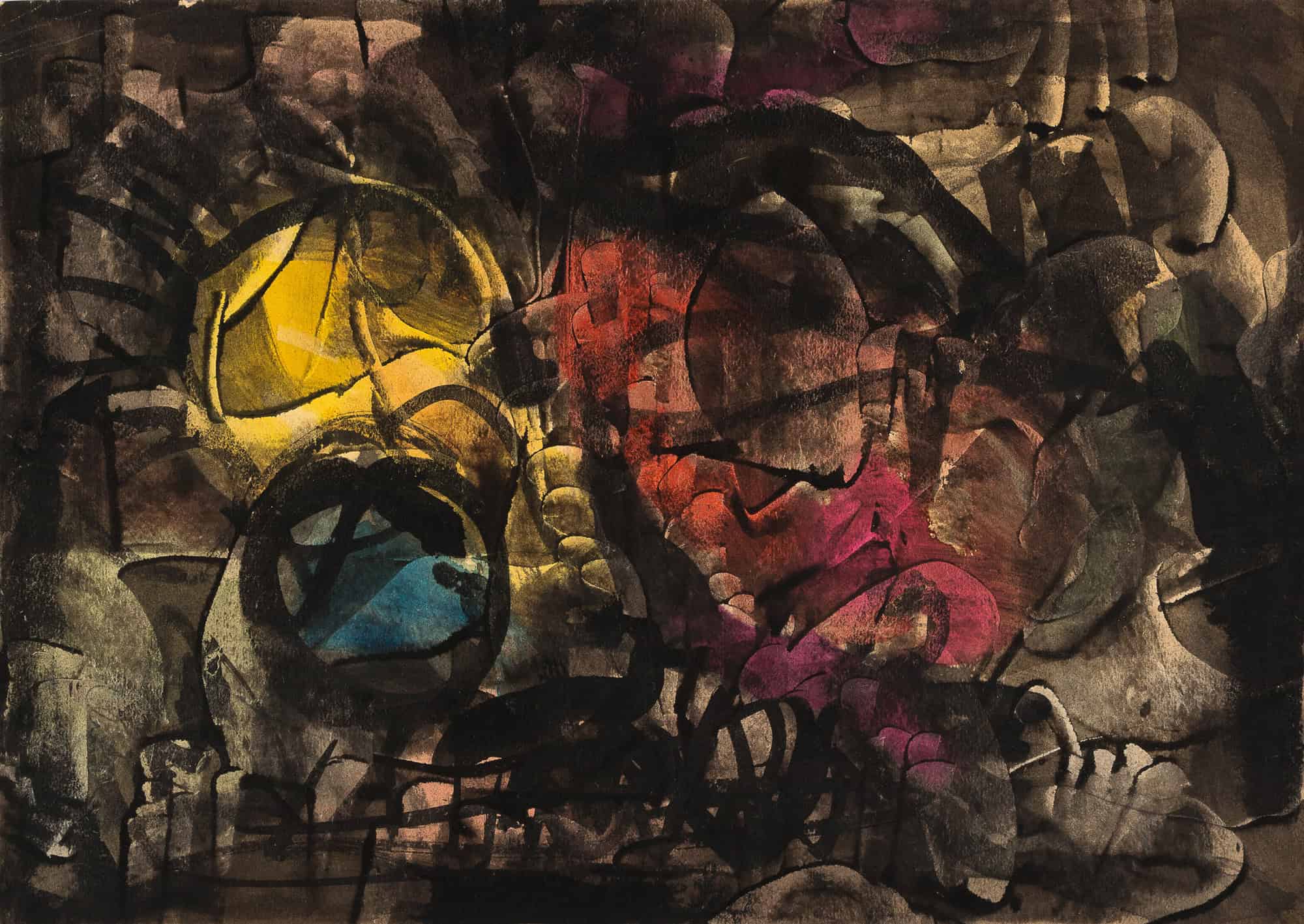 A. Lenica, Composition, 1947, gouache, paper