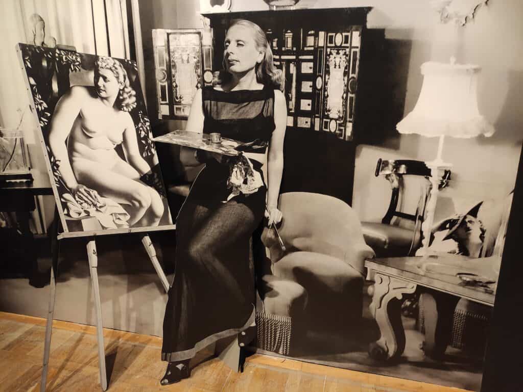 Photo collage display for the exhibition "Tamara Łempicka", Muzeum Narodowe, Kraków, Poland 2022, Wikimedia Commons