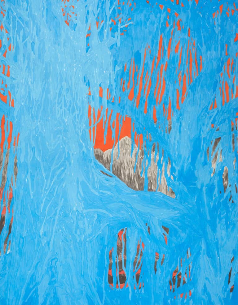 Matěj Macháček, Mythical Mountain, 2023, ink and acrylic on paper on canvas, 190x150 cm.