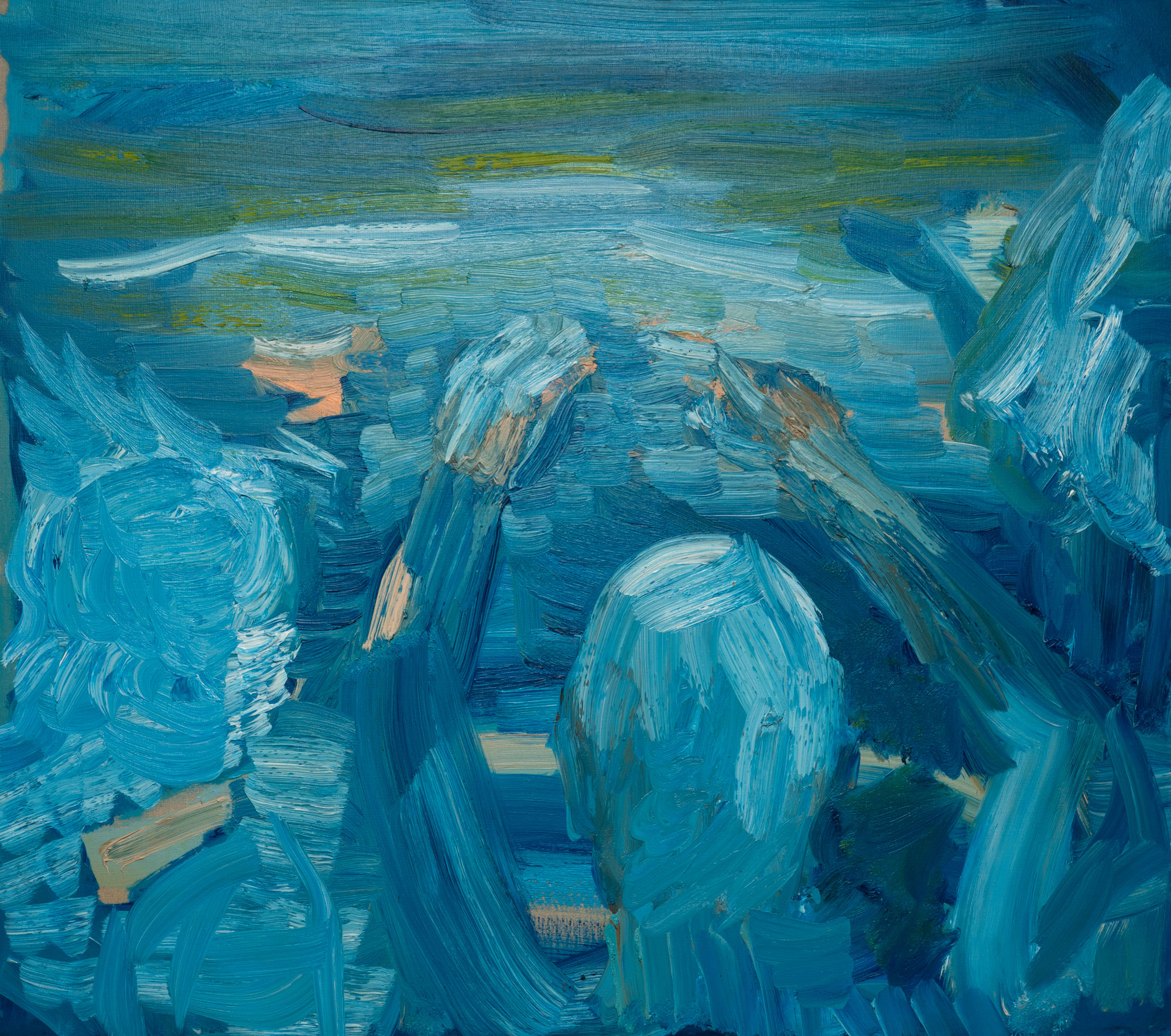Wyjście z cienia (Coming Out of the Shadows) 80 × 90 cm, 2024 oil on canvas
