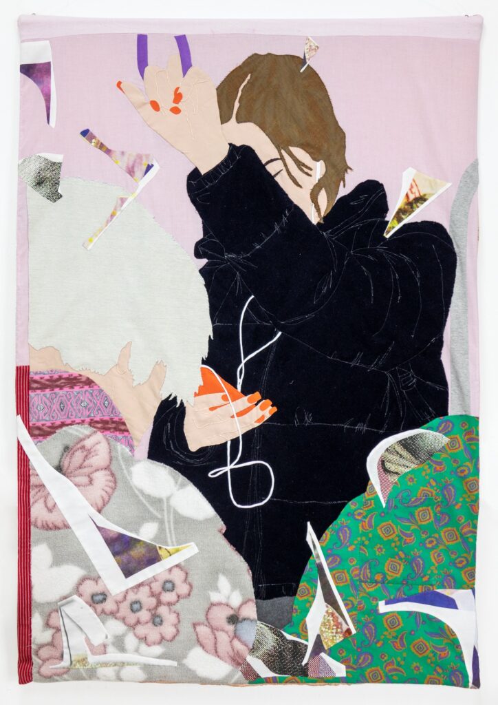 Orange is the new black, 108x155cm, textile work, 2023. Courtesy of the artist and Jecza Gallery