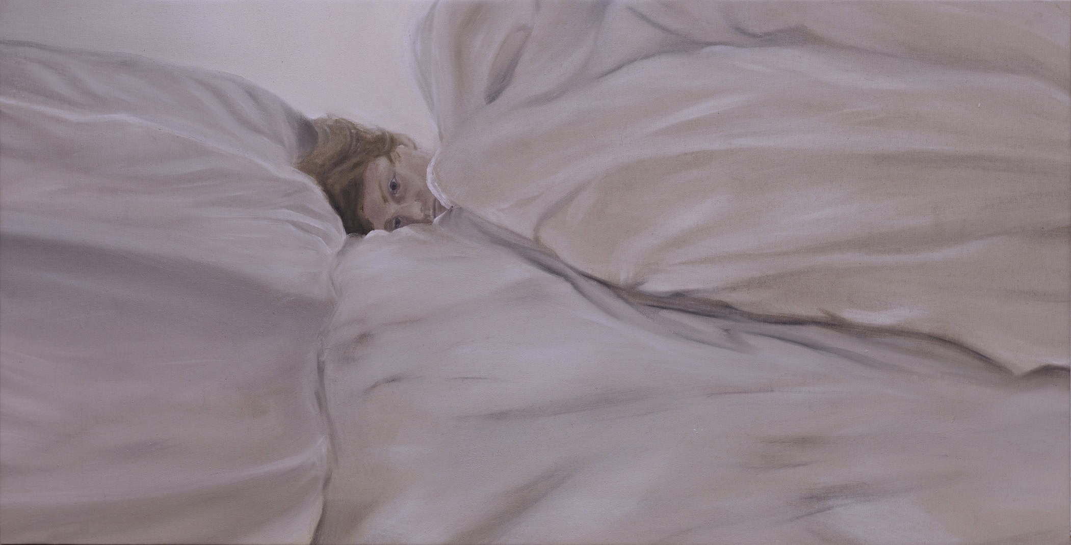 Vasyl Tkachenko (Lyakh), Portrait of Anastasia, 2024, Oil on canvas, 140×75 cm. Courtesy of TBA Gallery