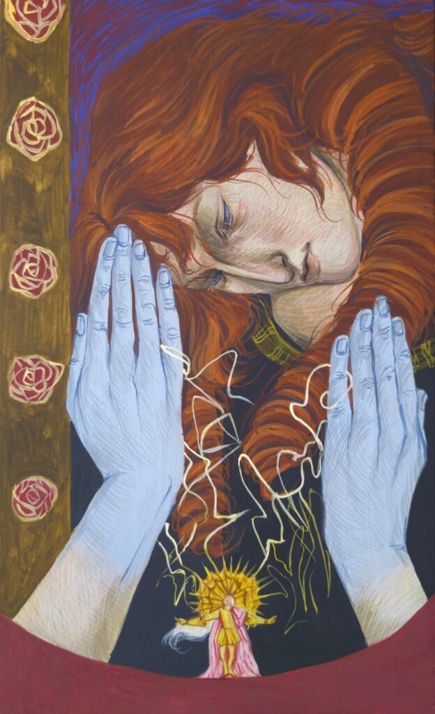 Zuzanna Romańska, Łątka, 2025, egg tempera on board, 30 x 18 cm. Courtesy of the artist