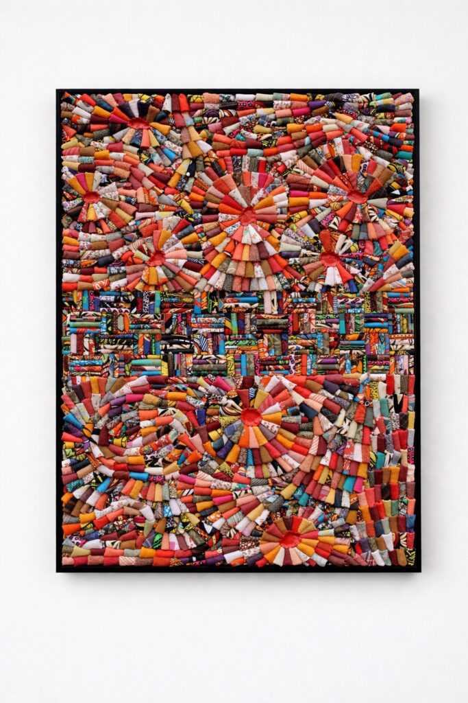 Emmanuel Aggrey Tieku, Orange Vibes, 133cm x 91cm, from The Convergence Series. Courtesy of the artist