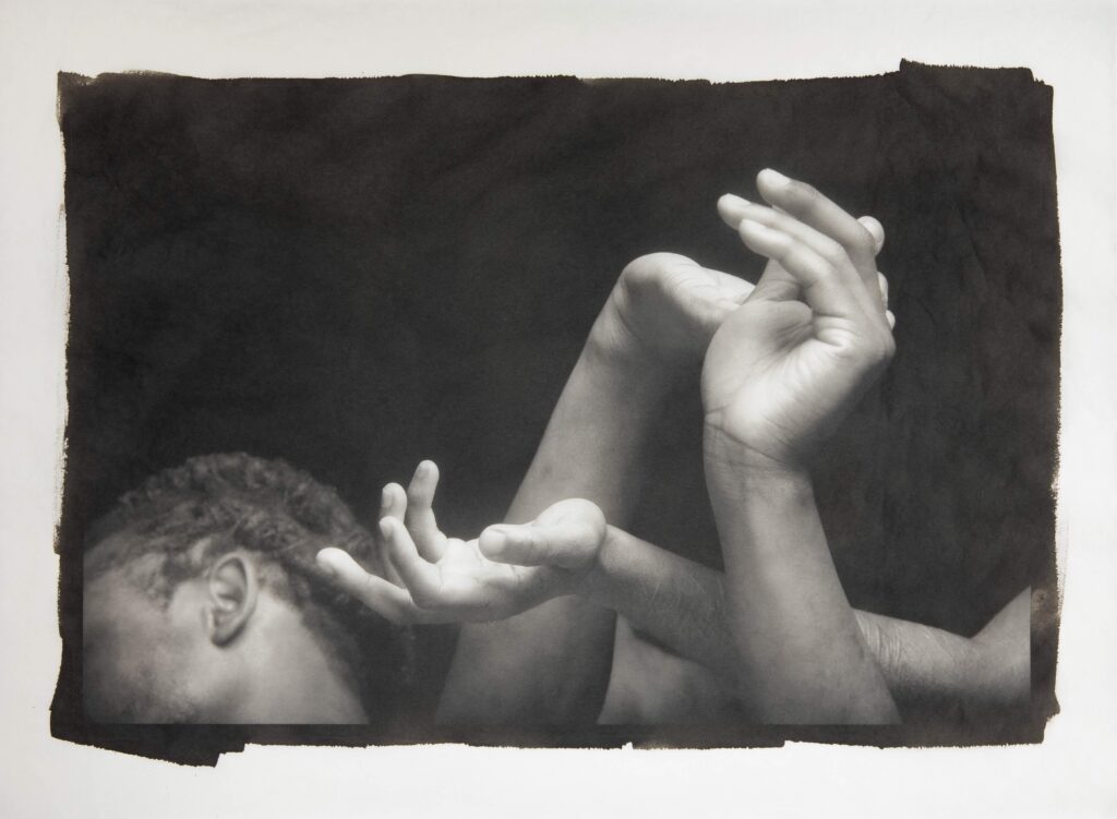 Ajamu X, A Sensual Chorus of Gestures IX, 2024. Edition 3 + 1 AP. Platinum print on Tosa Washi Paper, 16 x 20 inches _ 41 x 51 cm (AWG_AJ0029). Courtesy of Ajamu X and Amanda Wilkinson, London
