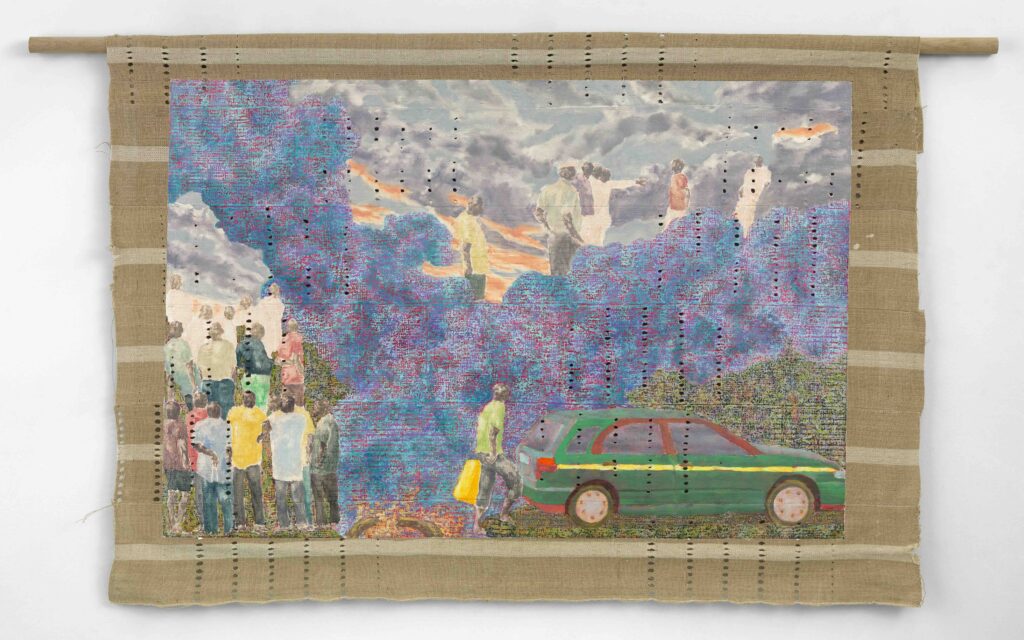Nengi Omuku, One Particular Man (2026), oil on sanyan. Courtesy of the artist and Pippy Houldsworth Gallery. Photograph by White Art Photography