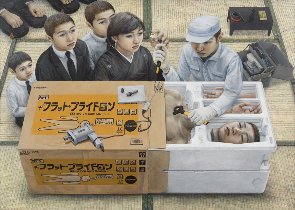 Tetsuya Ishida, Recalled, 1998, acrylic on board, 57 3_8 x 81 1_8 inches (145.6 x 206 cm). © Tetsuya Ishida Estate. Photo_ Robert McKeever. Courtesy of the Gagosian