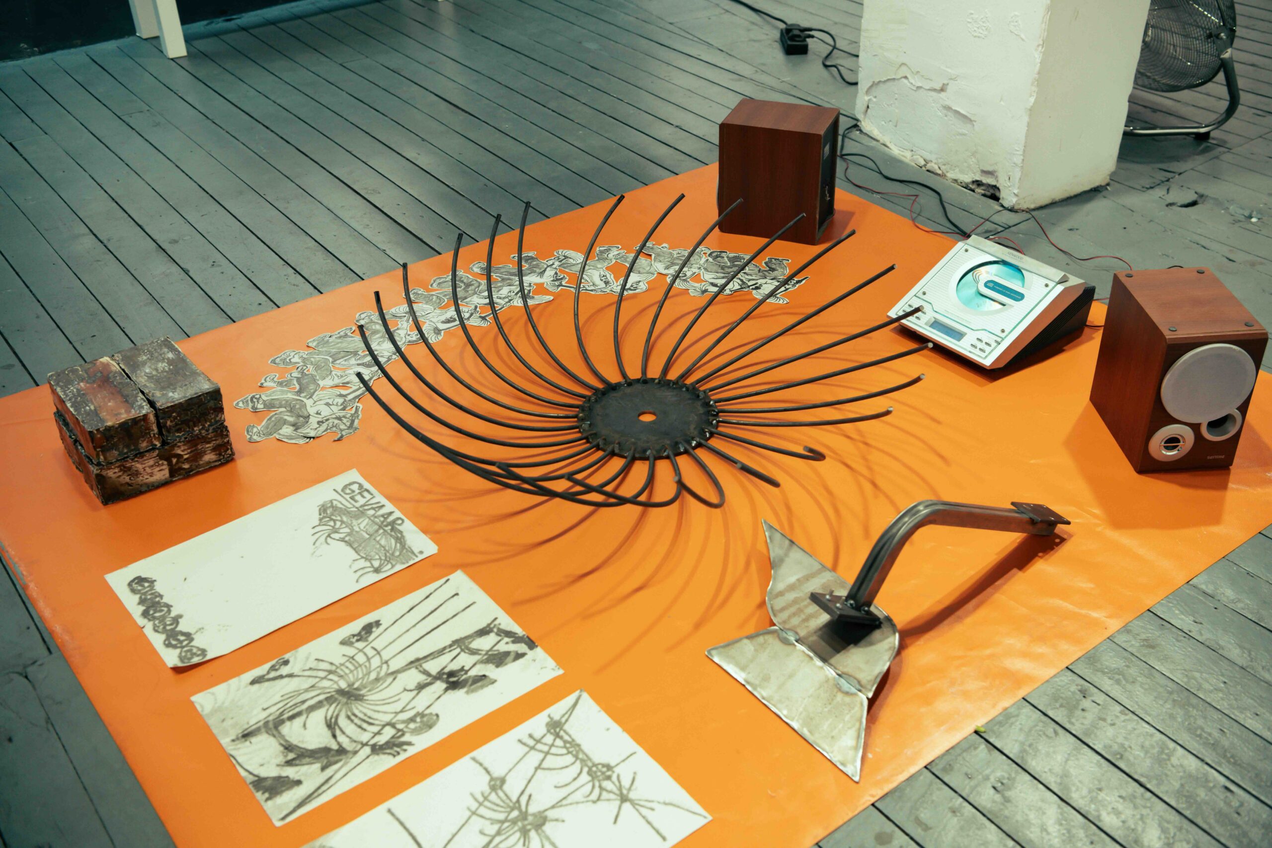William Denis, ‘Digging the oasis’, ‘Polyrhythms’, view of the exhibition _When Light Breaks the Dark_ at Bomb Factory Art Foundation, 2026. Courtesy of Bomb Factory Art Foundation