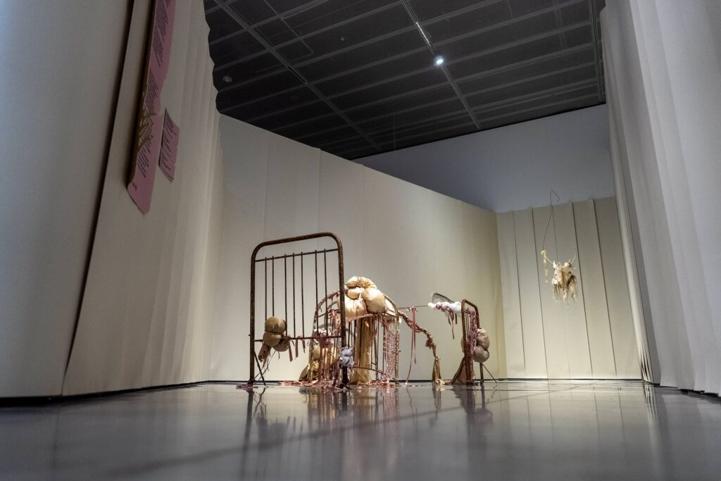 Works by Sarah Nõmm, exhibition view of "Gen Z. All at Once" at MO Museum Vilnius. Photo by Rytis Šeškaitis