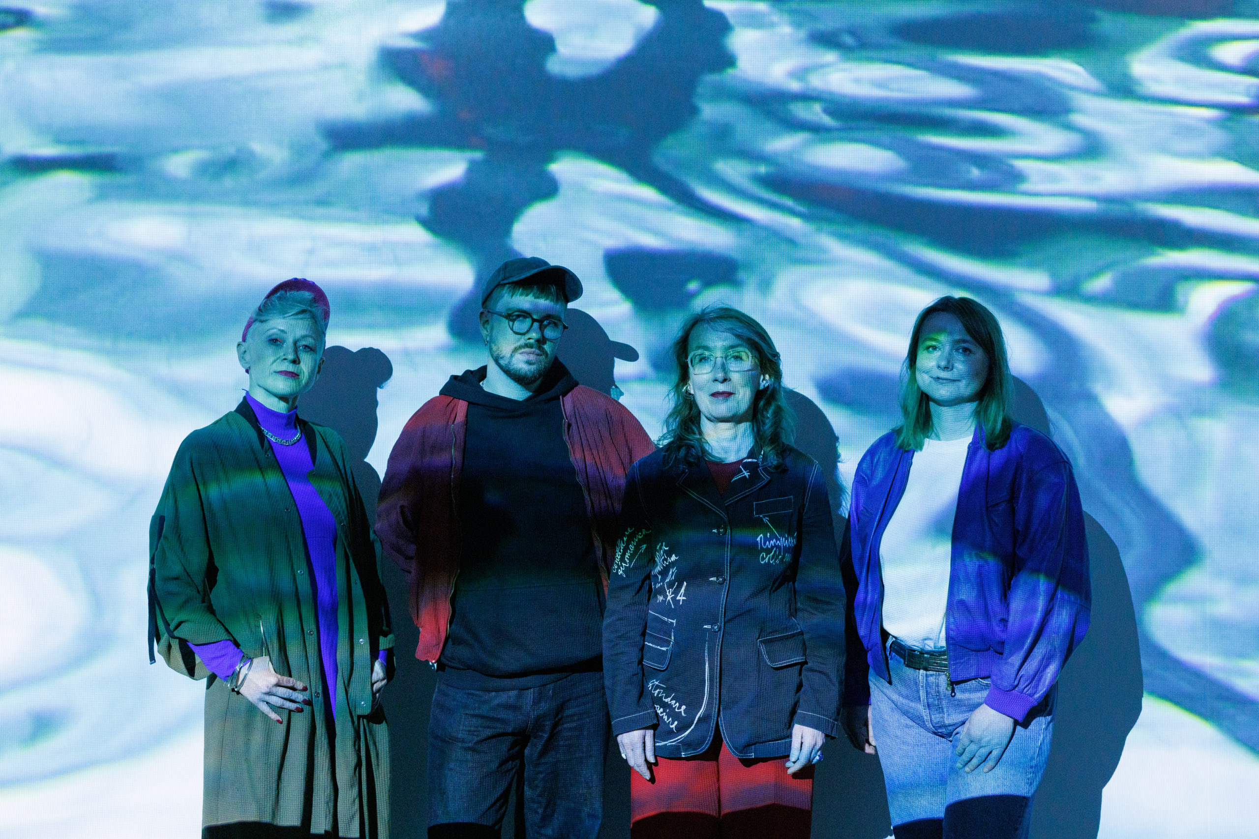 Creative team behind the ‘Liquid Tongues’ project (from the left: Ewa Chomicka, Daniel Kotowski, Bogna Burska, Jolanta Woszczenko), photo: Jacopo Salvi (altomare), Zachęta archive