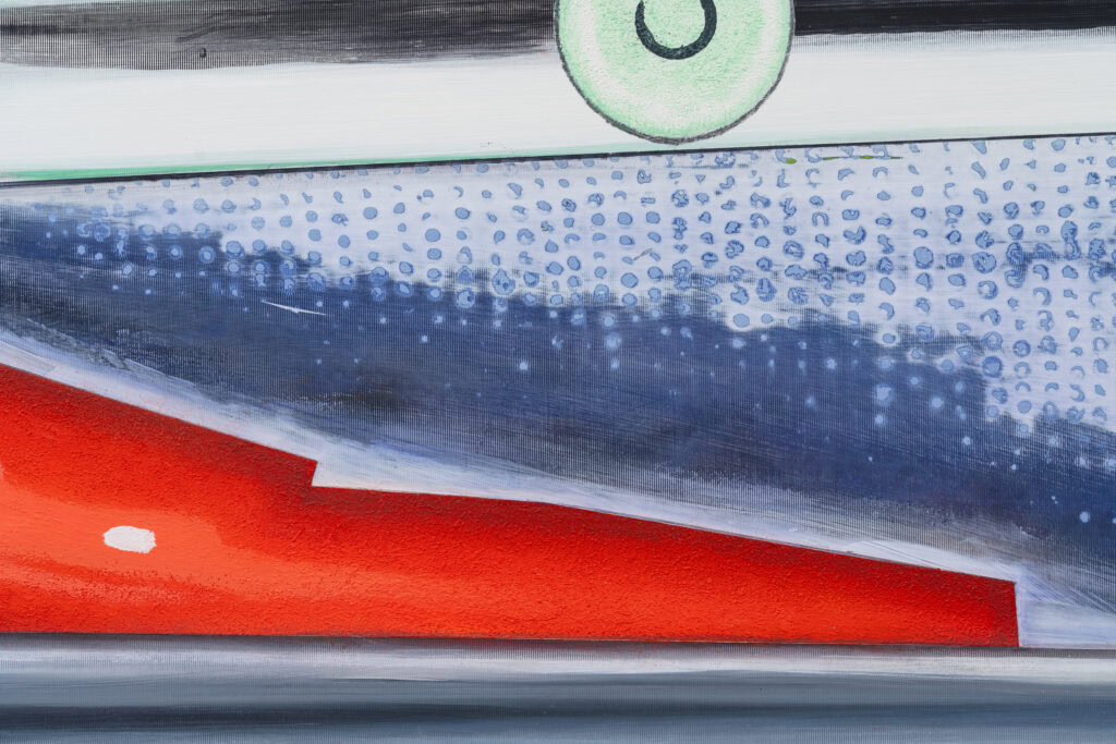 Maximilian Arnold, detail of ‘Untitled’, 200x150cm, acrylic on polyester, 2023. Photo by Stefan Haehnel