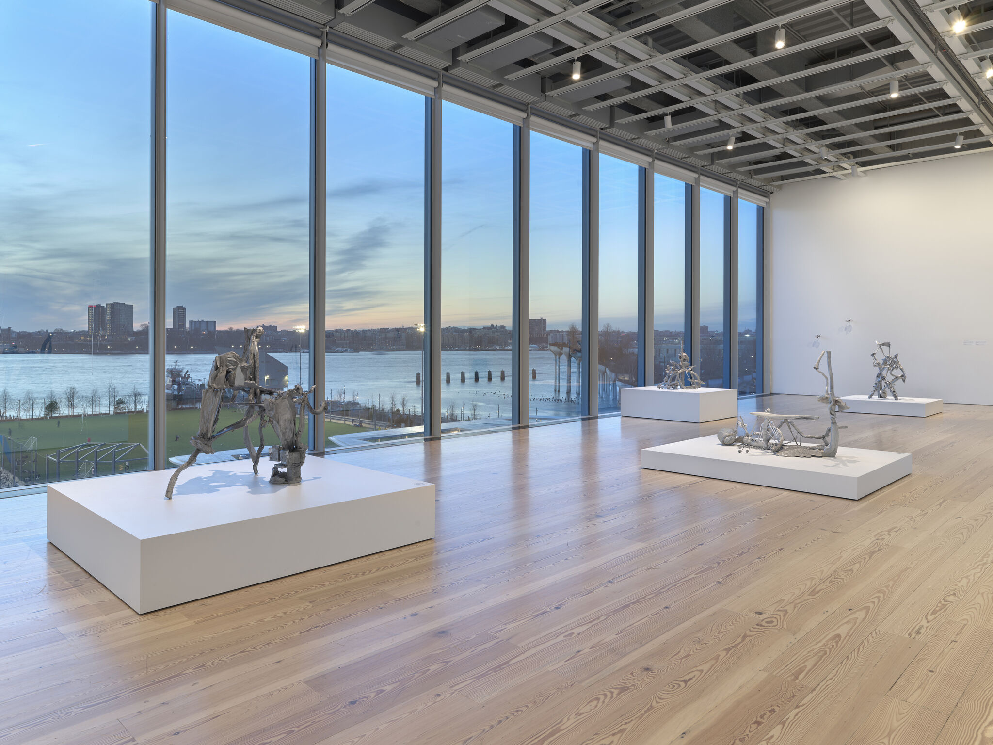 Installation view of Whitney Biennial 2026 (Whitney Museum of American Art, New York, March 8–August 23, 2026). From left to right: Sarah M. Rodriguez, Scent-Vane, 2025; Sarah M. Rodriguez, Disperse, 2025; Sarah M. Rodriguez, Cover/Cross, 2025; Sarah M. Rodriguez, Coil, Gather, Leap, 2025. Photograph by Ron Amstutz.