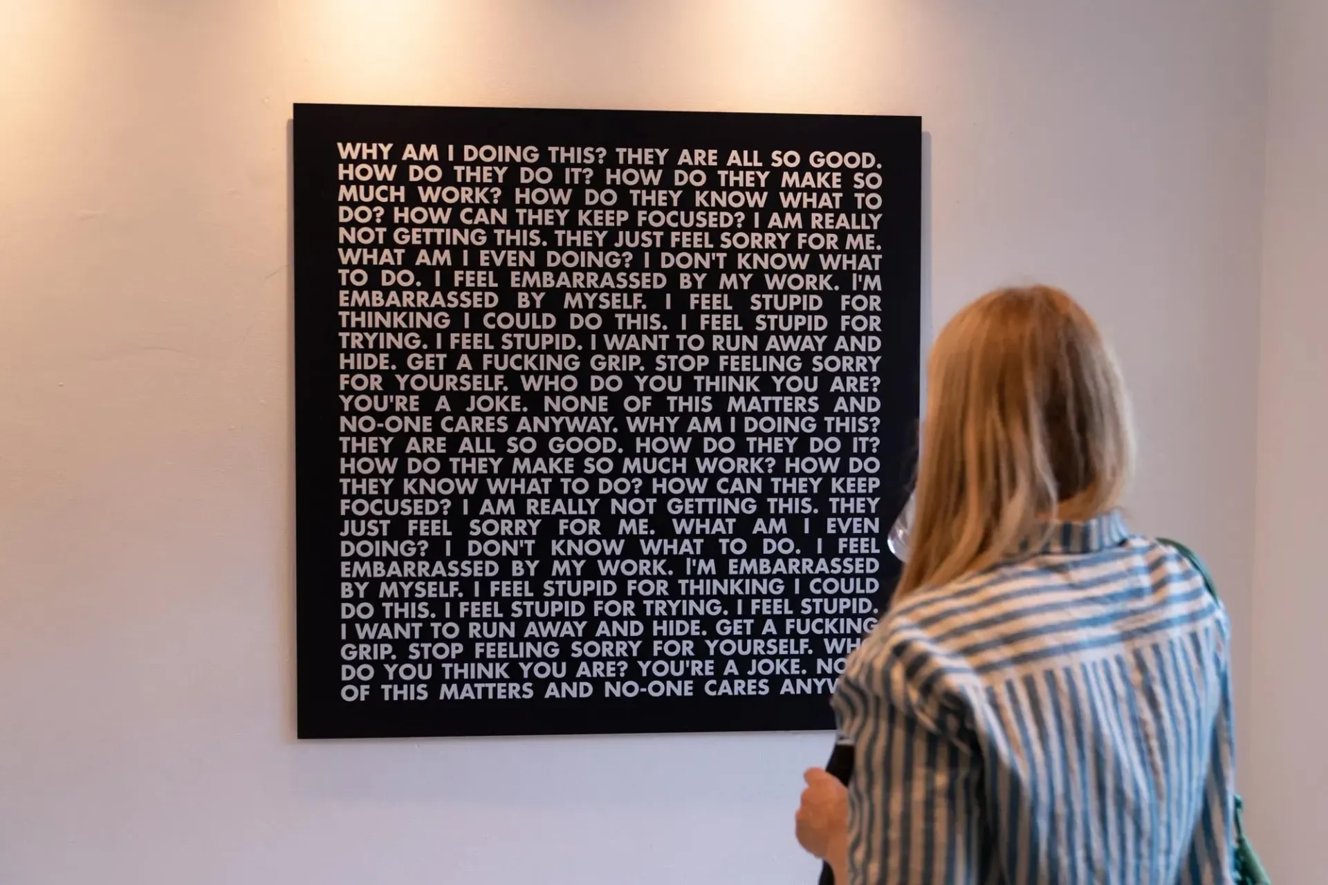 Karen Page, The Cruel Voice Inside My Head, 2024, view form the exhibition _Wallpaper Of Our Culture_ at London’s 309 Bethnal Green Road, 2025. Courtesy of the artist