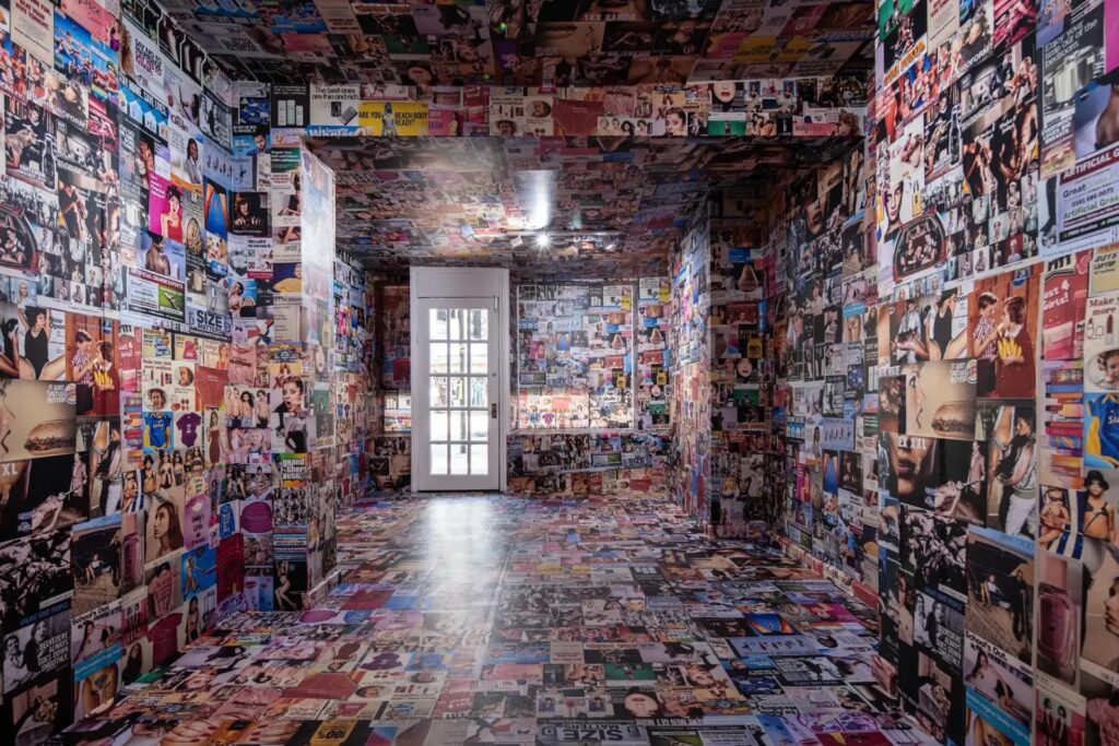 Karen Page, view of the installation _Wallpaper Of Our Culture_ at London’s 309 Bethnal Green Road, 2025. Courtesy of the artist.