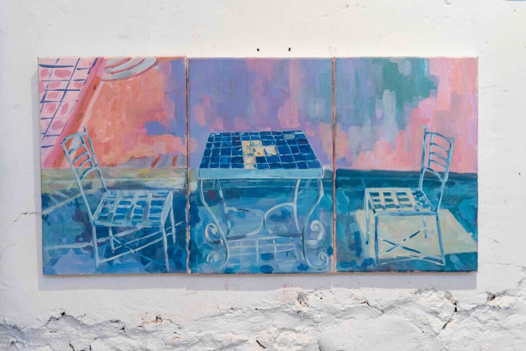 Zineb Bouchra, Waiting for a Presence, 2026, acrylics on canvas, 40x60cm (each panel)