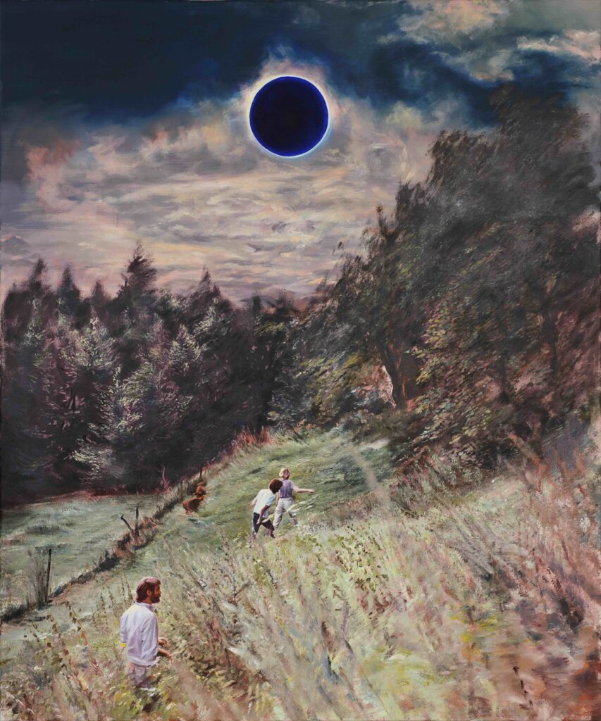 Agata Kus, Blue Sun, 2020, oil on canvas, 190x160 cm