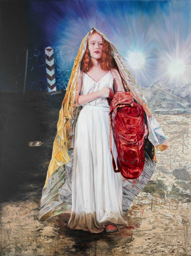 Agata Kus, Domie złoty (Golden House), 2022, oil on canvas, 200x150 cm
